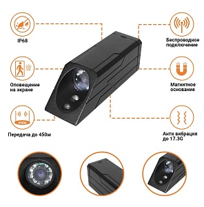 Беспроводной комплект 9" с камерой на вилы для погрузчиков и штабелеров HD (720p) SD карта до 256Гб