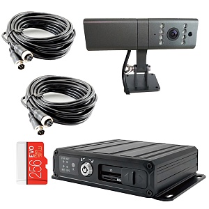 Комплект видеонаблюдения на 2 камеры для автомобиля полиции, ЧОП, патрульных автомобилей, и наряда ГБР